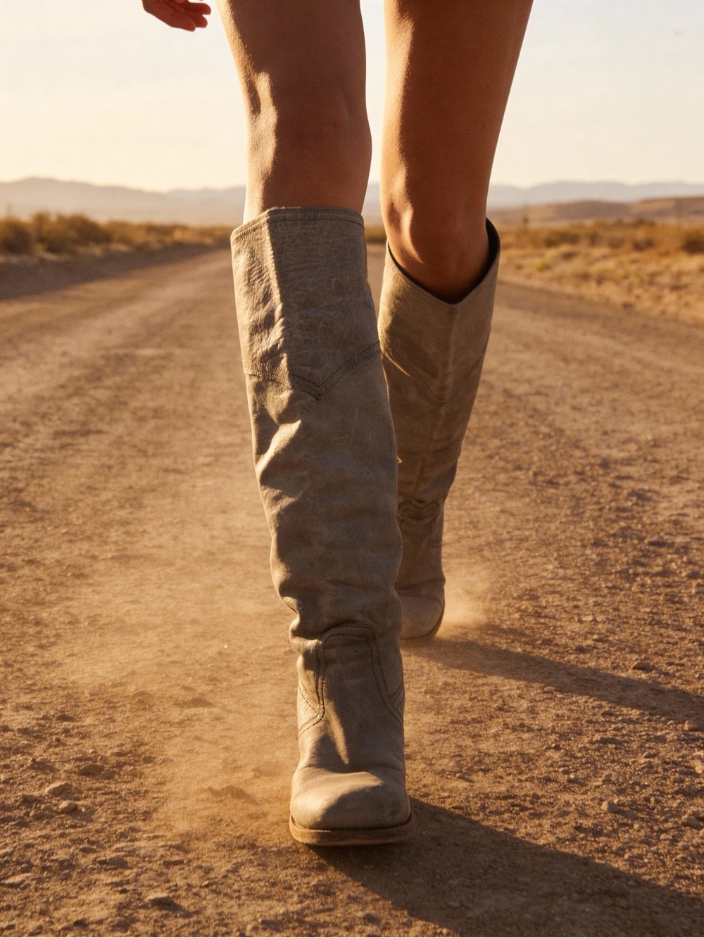 Frye Taupe Leather Knee-High Riding Boots